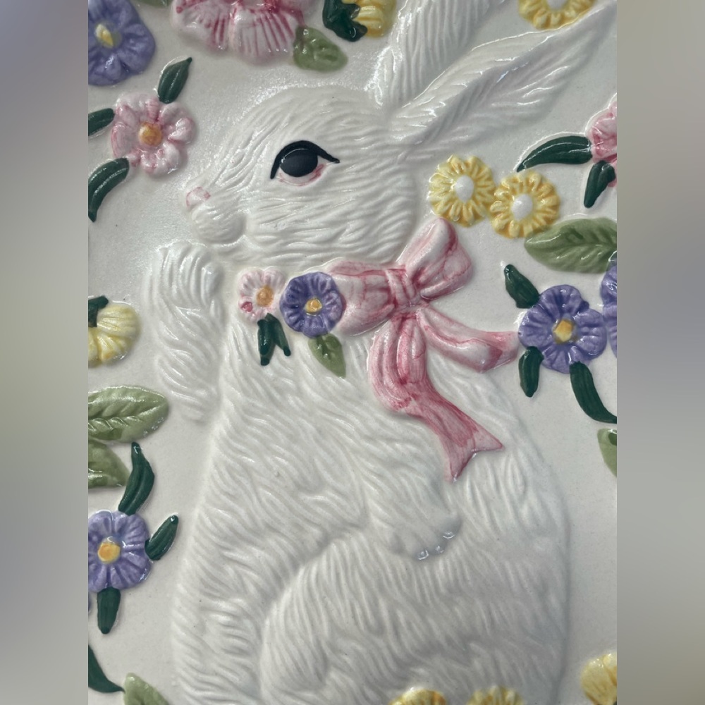 WBI Holiday Rabbit Hand Painted Ceramic Plate - Picture 3 of 7